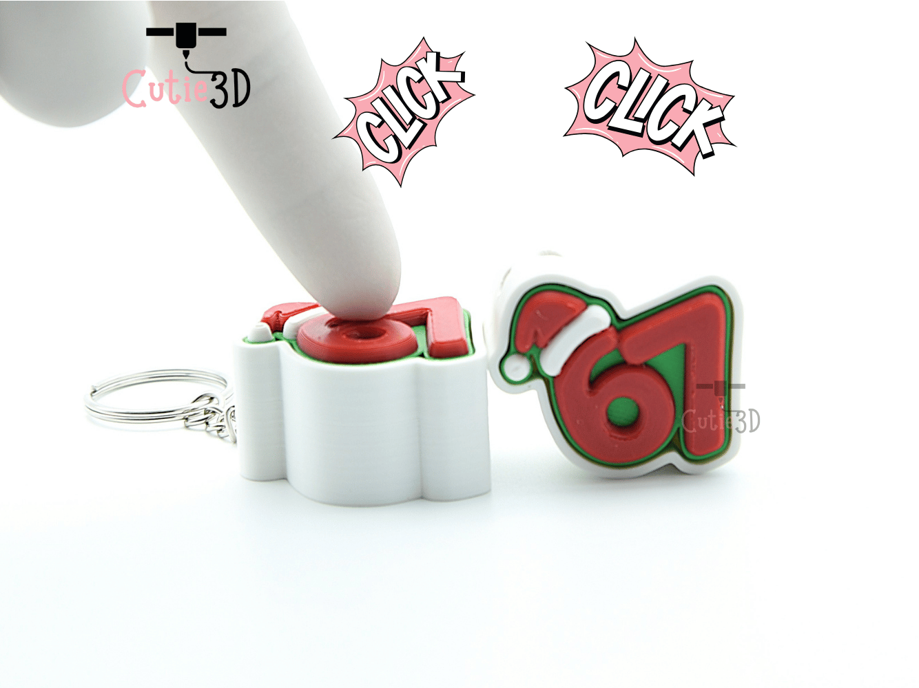 🎄 Cutie3D Christmas 67 Keycap Fidget Clicker Keychain - Cute